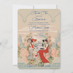 Invitation Vintage Garden Floral Temps pour la Fête des marié