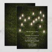 Invitation Vintage Garden Lightbulbs Boxwood Greenery Mariage (Devant / Derrière)