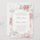 Invitation Vintage Garden Red Black Toile Mariage classique (Devant)