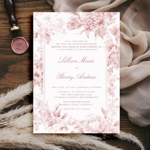 Invitation Vintage Garden Romantique Toile rose Mariage class