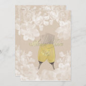 Invitation Vintage Gardenia Sand Fiançailles (Devant / Derrière)