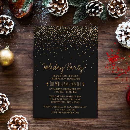 Invitation Vintage Glam Black & Gold Holiday Party