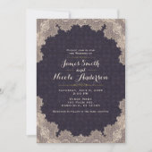 Invitation Vintage Glam Romantique dentelle violet élégant ma (Devant)