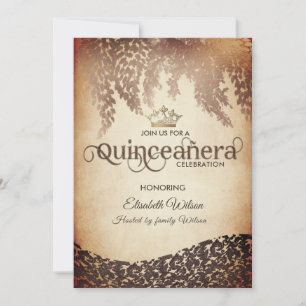 Invitation Vintage glycine damask or tiara Quinceañera