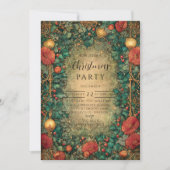 Invitation Vintage Gold Amaryllis Christmas (Devant)