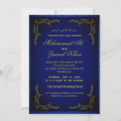 Invitation Vintage Gold Frame Royal Blue Mariage islamique (Devant)