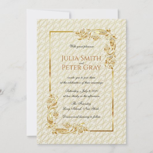 Invitation Vintage Gold Frame Royal Mariage (Devant)