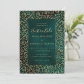 Invitation Vintage Gold & Green Velvet Nuestra Boda Wedding (Debout devant)