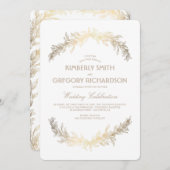 Invitation Vintage Gold Laurel Wreath Mariage élégant (Devant / Derrière)