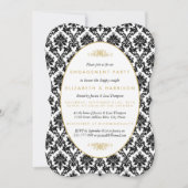 Invitation Vintage Gold, Noir, Blanc Damas (Devant)