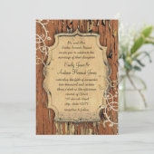 Invitation Vintage Gold Vieux Grange Bois Vin Mariage (Debout devant)