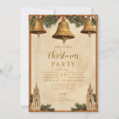 Invitation Vintage Golden Bells Noël (Devant)