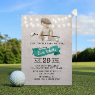 Invitation Vintage Golf Boy Sport Baby shower à thème