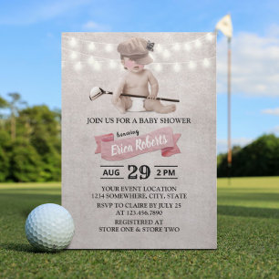 Invitation Vintage Golf Girl Sport Baby shower à thème