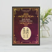 Invitation Vintage Goth Skeleton Mariage Fiançailles (Debout devant)