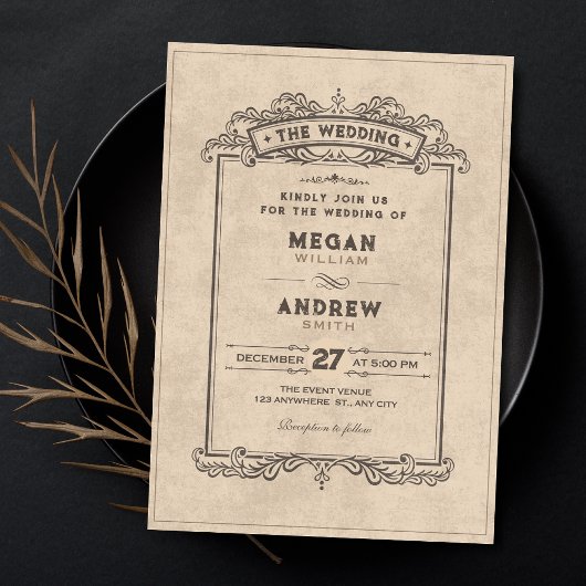 Invitation Vintage gothic arch wedding 