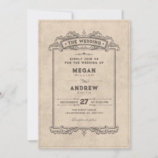 Invitation Vintage gothic arch wedding (Devant)