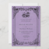Invitation Vintage Gothic Black Toile Purple Skull Wedding (Devant)