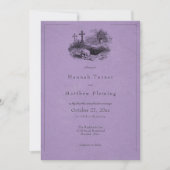 Invitation Vintage Gothic Black Toile Purple Wedding (Devant)