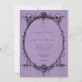 Invitation Vintage Gothic Black Toile Purple Wedding (Devant)