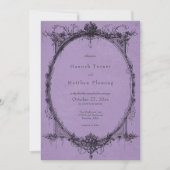 Invitation Vintage Gothic Black Toile Purple Wedding (Devant)