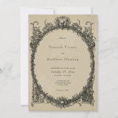 Invitation Vintage Gothic Black Toile Tan Wedding (Devant)