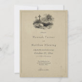 Invitation Vintage Gothic Black Toile Tan Wedding (Devant)