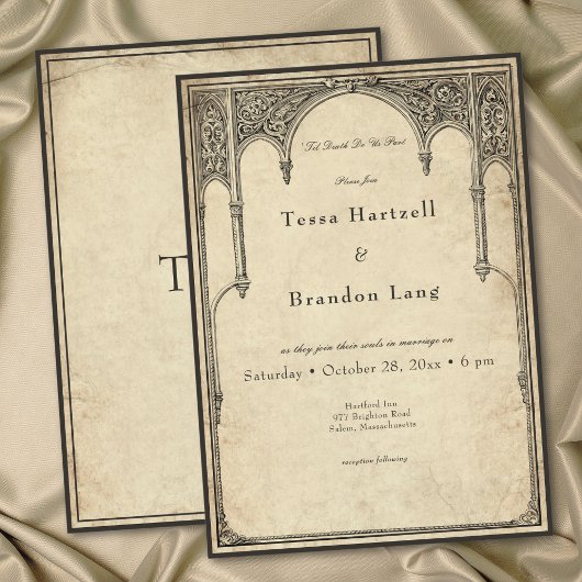 Invitation Vintage Gothic Medieval Arch Parchment Wedding