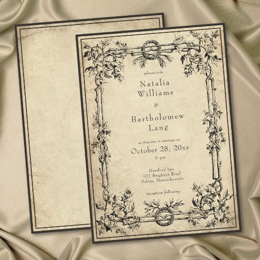 Invitation Vintage Gothic Medieval Ivy Parchment Wedding