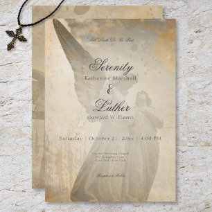 Invitation Vintage Gothique Angel en Pierre Mariage