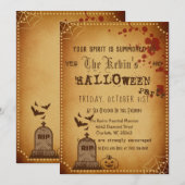 Invitation Vintage gothique cimetière de peur Bloody Hallowee (Devant / Derrière)