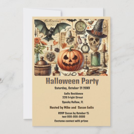 Invitation Vintage Gothique Halloween (Devant)