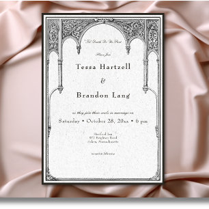 Invitation Vintage gothique Médiéval Ligne Arc Mariage fronti