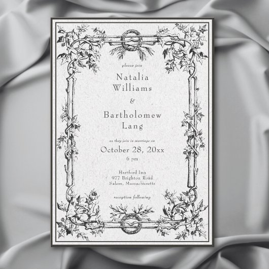 Invitation Vintage gothique médiéval Mariage frontalier Ivy