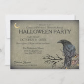 Invitation Vintage Gothique Raven Halloween Party (Devant)