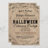 Invitation Vintage gothique rustique Halloween Costume Party (Devant / Derrière)