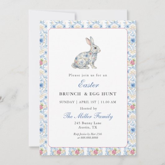 Invitation Vintage Grandmillenial Easter Bunny Brunch (Devant)