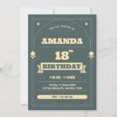 Invitation vintage Green 18e anniversaire (Devant)