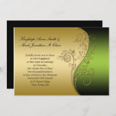 Invitation Vintage Green Black and Gold Wedding Invite (Devant / Derrière)
