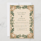 Invitation Vintage Green Botanical Wedding (Devant)