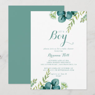 Invitation Vintage Green Eucalyptus C'est un Baby shower garç
