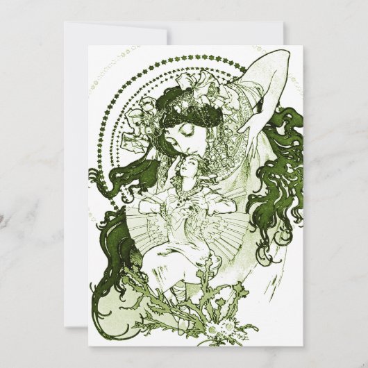 Invitation Vintage green lady art (Devant)