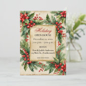 Invitation vintage Greens Holiday Open House (Debout devant)