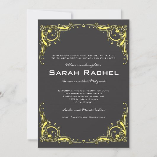 Invitation Vintage Grey and Yellow (Devant)