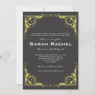 Invitation Vintage Grey and Yellow