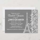Invitation Vintage Grey Damask Paris (Devant)