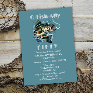 Invitation Vintage Gros Poisson L'appât Pêché 50e Anniversair