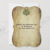 Invitation Vintage grundge shamrock irlandais tendance (Dos)