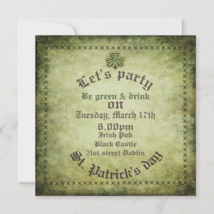 Invitation Vintage grundge shamrock irlandais tendance