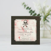 Invitation Vintage Grunge Crâne Crossbones Bloody Halloween (Debout devant)